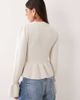 Miss Selfridge Miss Selfridge knitted sweater with peplum hem and embellishment in cream-WHITE - 4