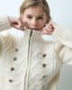 Miss Selfridge Miss Selfridge knitted zip through cardigan with military detail in cream-WHITE - 3