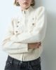 Miss Selfridge Miss Selfridge knitted zip through cardigan with military detail in cream-WHITE - 4