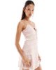 Miss Selfridge Miss Selfridge lace and ruffle detail mini dress in blush-Multi - 4