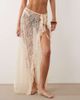 Miss Selfridge Miss Selfridge lace frill tie side maxi beach sarong in cream-White - 1