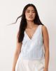 Miss Selfridge Miss Selfridge lace mix chambray cami top in light blue wash - 1