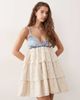 Miss Selfridge Miss Selfridge lace mix mini dress in blue wash - 4