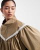 Miss Selfridge Miss Selfridge lace trim funnel neck track jacket in khaki-Green - 3