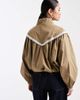 Miss Selfridge Miss Selfridge lace trim funnel neck track jacket in khaki-Green - 4