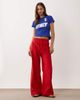 Miss Selfridge Miss Selfridge linen blend wide leg pants in red - 1