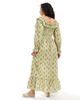 Miss Selfridge Miss Selfridge linen mix printed off the shoulder maxi dress in green floral-Multi - 3