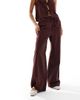 Miss Selfridge Miss Selfridge linen mix wide leg pants in chocolate - part of a set-Yellow - 2