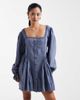 Miss Selfridge Miss Selfridge long sleeve chambray mini dress in blue wash - 1