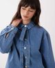 Miss Selfridge Miss Selfridge long sleeve denim shirt with bow-Blue - 3
