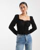 Miss Selfridge Miss Selfridge long sleeve milkmaid top in black - 1