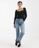 Miss Selfridge Miss Selfridge long sleeve milkmaid top in black - 2