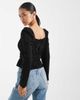 Miss Selfridge Miss Selfridge long sleeve milkmaid top in black - 3