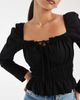 Miss Selfridge Miss Selfridge long sleeve milkmaid top in black - 4