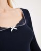 Miss Selfridge Miss Selfridge long sleeve rib knit top with lace detailing in navy-Multi - 4