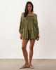 Miss Selfridge Miss Selfridge long sleeve romper with embroidery in olive-Green - 1