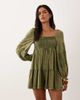Miss Selfridge Miss Selfridge long sleeve romper with embroidery in olive-Green - 2