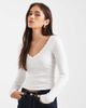 Miss Selfridge Miss Selfridge long sleeve top with scallop trim in cream-White - 1