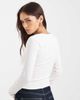 Miss Selfridge Miss Selfridge long sleeve top with scallop trim in cream-White - 4