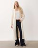 Miss Selfridge Miss Selfridge maxi-length cardigan with lace cuff detailing in oatmeal-Brown - 2