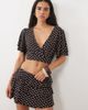 Miss Selfridge Miss Selfridge mini rara skort in chocolate polka dot - part of a set-Brown - 1
