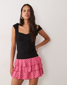 Miss Selfridge Miss Selfridge mini rara skort in pink polka dot print - part of a set