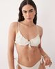 Miss Selfridge Miss Selfridge mix and match scrunchie bikini top in cream-White - 1