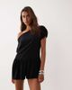 Miss Selfridge Miss Selfridge off-shoulder romper with flared shorts in black - 3