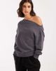 Miss Selfridge Miss Selfridge off-the-shoulder pleated sweatshirt in charcoal gray acid wash - 1