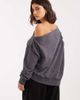 Miss Selfridge Miss Selfridge off-the-shoulder pleated sweatshirt in charcoal gray acid wash - 4