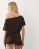 Miss Selfridge Miss Selfridge off shoulder romper with ruched shorts in chocolate-Brown - 4