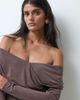 Miss Selfridge Miss Selfridge off shoulder wrap mini dress-Brown - 3