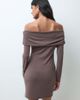 Miss Selfridge Miss Selfridge off shoulder wrap mini dress-Brown - 4