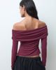 Miss Selfridge Miss Selfridge off shoulder wrap top-Brown - 4
