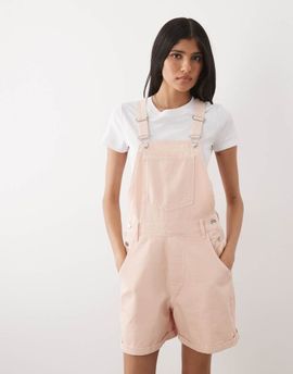 Miss Selfridge Miss Selfridge overall romper in baby pink wash