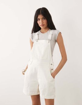 Miss Selfridge Miss Selfridge overall romper in ecru-Blue