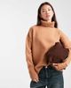 Miss Selfridge Miss Selfridge oversized turtle neck slit hem sweater in camel-Neutral - 1
