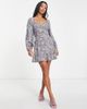 Miss Selfridge Miss Selfridge Petite corset detail ruffle mini tea dress in ditsy print-Multi - 3