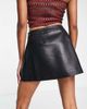 Miss Selfridge Miss Selfridge petite faux leather kilt in black - 2