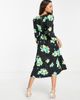Miss Selfridge Miss Selfridge Petite half sleeve midi dress in green floral print-Multi - 2
