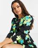 Miss Selfridge Miss Selfridge Petite half sleeve midi dress in green floral print-Multi - 3