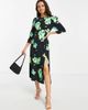 Miss Selfridge Miss Selfridge Petite half sleeve midi dress in green floral print-Multi - 4