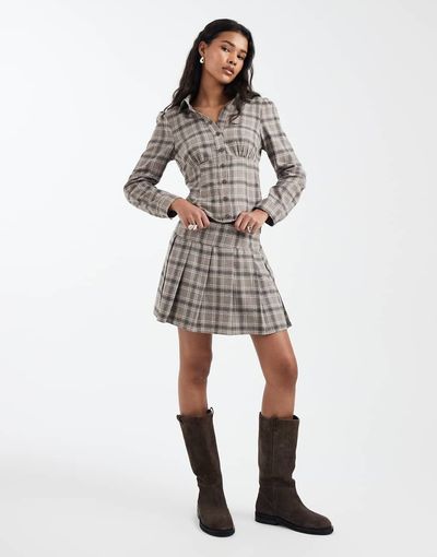 Miss Selfridge Miss Selfridge plaid pleated mini skirt - part of a set-Multi