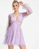 Miss Selfridge Miss Selfridge plisse cut out mini dress in lilac ditsy-Purple - 1