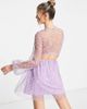 Miss Selfridge Miss Selfridge plisse cut out mini dress in lilac ditsy-Purple - 2