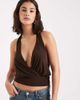 Miss Selfridge Miss Selfridge plunge wrap top-Brown - 1