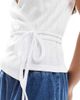 Miss Selfridge Miss Selfridge pointelle lace trim wrap top in white - 3