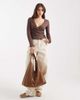Miss Selfridge Miss Selfridge pointelle wrap over top in chocolate-Brown - 2