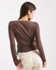 Miss Selfridge Miss Selfridge pointelle wrap over top in chocolate-Brown - 4