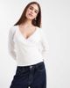 Miss Selfridge Miss Selfridge pointelle wrap top in cream-White - 1